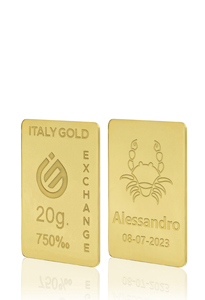 Lingotto Oro segno zodiacale Cancro 18 Kt da 20 gr. - Idea Regalo Segni Zodiacali - IGE: Italy Gold Exchange